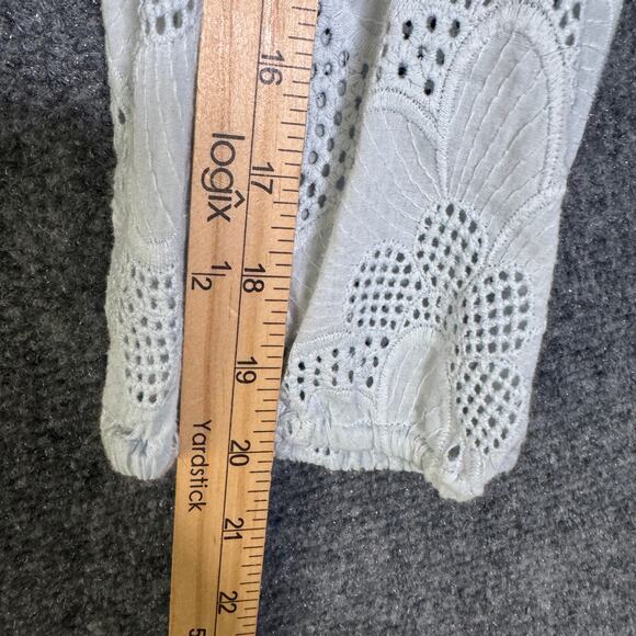 Jakes Dress Women 38 US 8 Light Blue Eyelet Floral Cottagecore Mini Wedding - Picture 9 of 12